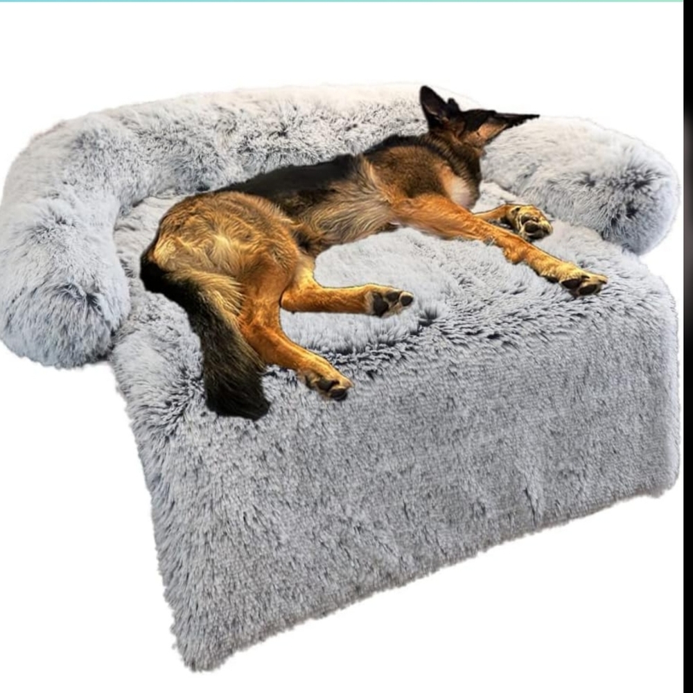 Calming Dog Bed Fluffy Plush Dog Mat for Furniture Protector